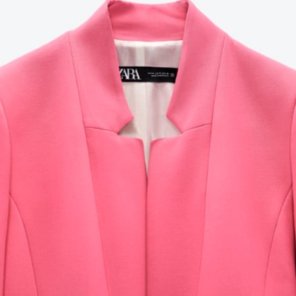 NWT ZARA WOMEN FITTED INVERTED LAPEL FROCK COAT LONG BLAZER PINK 2188/676 XS-L - Picture 5 of 9
